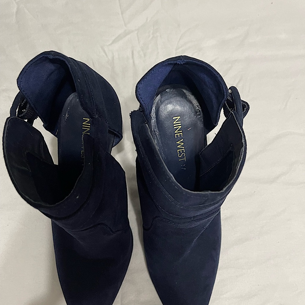 NINEWEST Suede Booties, Navy Blue, Size 7
